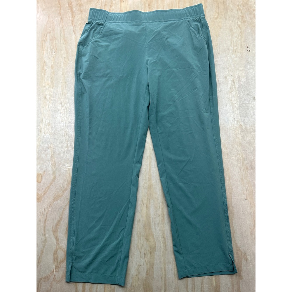 Eddie Bauer Womens Sage Green Stretch Hiking Travel Pants Size L Elastic Waist‎
